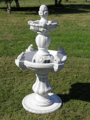 Betonbrunnen für den Garten, Zierbrunnen mit Fröschen, 155 cm