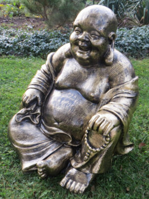 Glücksbuddha in Gold, sitzend, 59 cm hoch