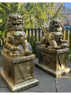 Gartenfiguren chinesische Wächterlöwen, 2 Stück, 83 cm hoch