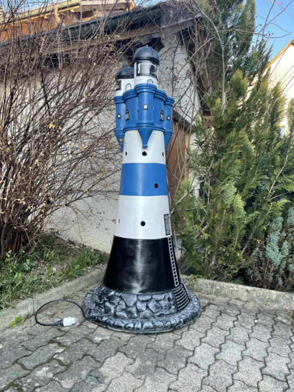 XXL Deko Leuchtturm «Roter Sand», Blau-Weiss, GFK, H:183 cm 2