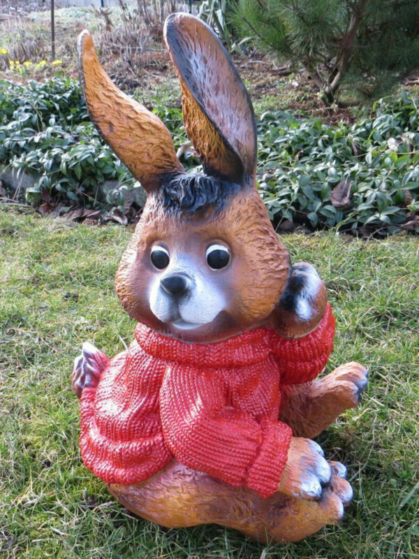 Hasenfigur mit Pulli für Osterdeko, 50 cm hoch 3