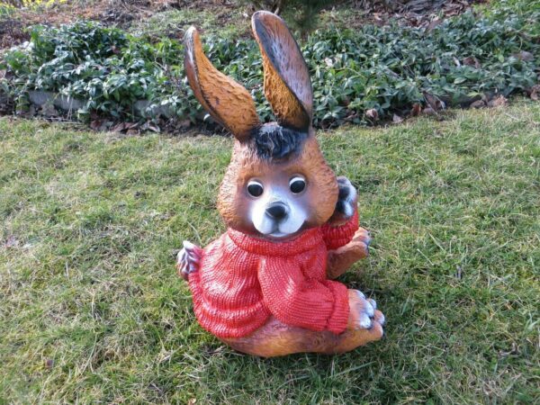 Hasenfigur mit Pulli für Osterdeko, 50 cm hoch 5