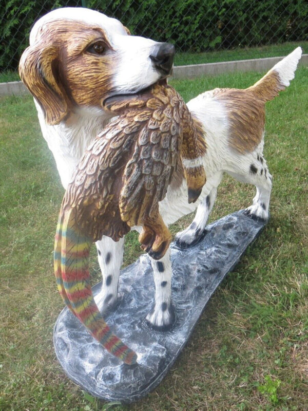 Jagdhund mit Beute als Gartendeko für den Jäger, 125cm lang 2
