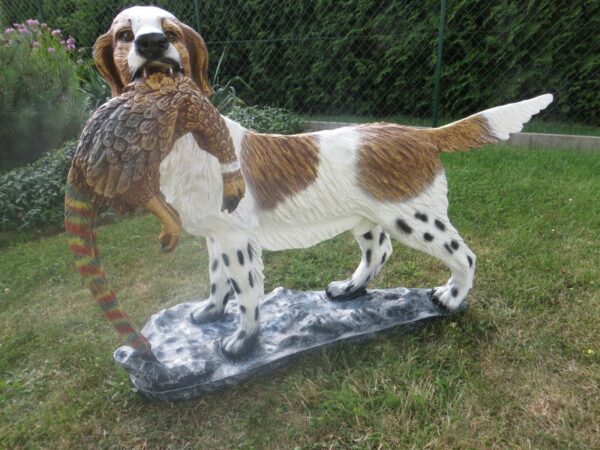 Jagdhund mit Beute als Gartendeko für den Jäger, 125cm lang 4