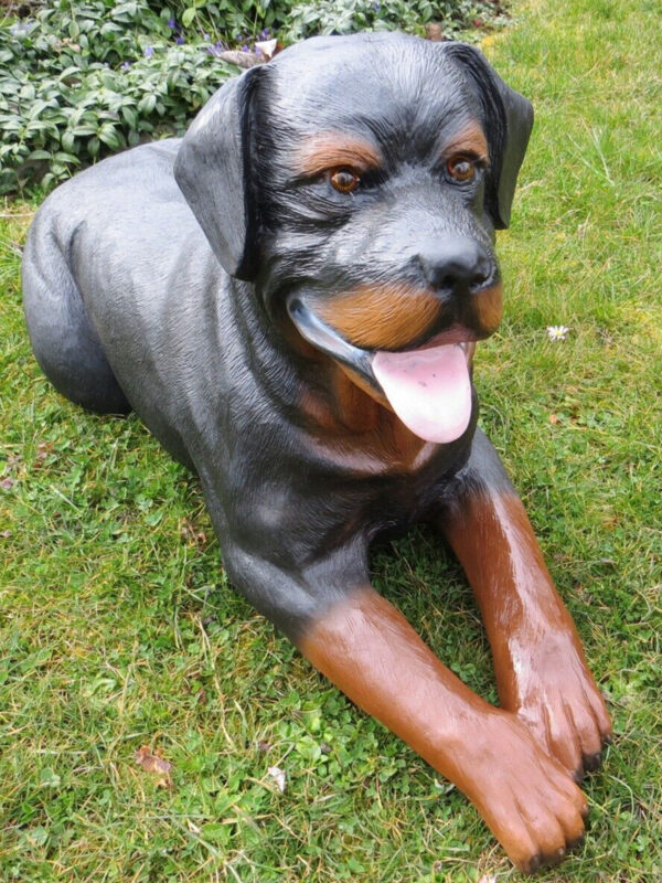 Liegende Deko Rottweilerfigur für Garten und Wohnung, 90 cm lang 6