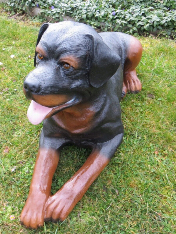 Liegende Deko Rottweilerfigur für Garten und Wohnung, 90 cm lang 7