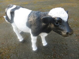 Kalbfigur für Garten, schwarz-weiss, 75 cm hoch