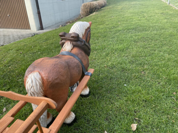 Gartenfigur Pferd mit Wagen, 130 cm lang 7