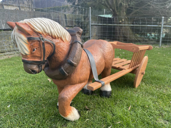 Gartenfigur Pferd mit Wagen, 130 cm lang 3