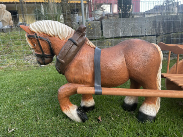 Gartenfigur Pferd mit Wagen, 130 cm lang 4