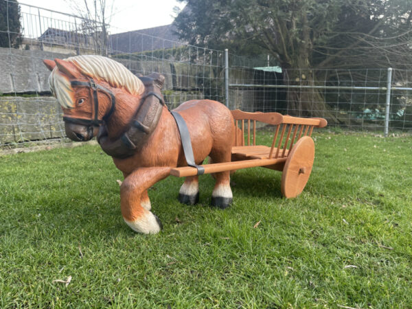 Gartenfigur Pferd mit Wagen, 130 cm lang 2