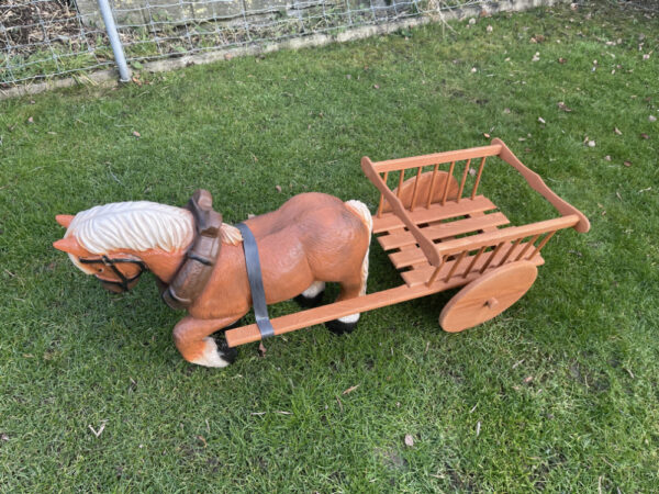 Gartenfigur Pferd mit Wagen, 130 cm lang 6