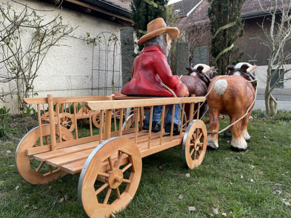 Pferde Figuren Deko mit Wagen 2-Achser und Kutscher, 200 cm 5
