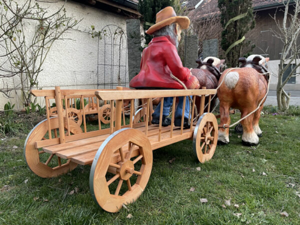 Pferde Figuren Deko mit Wagen 2-Achser und Kutscher, 200 cm 4