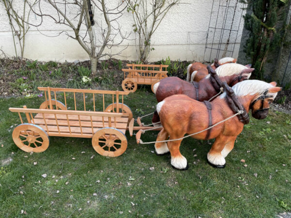 Pferde Deko Figuren mit 2-Achsigem Leiterwagen, 200 cm lang 4