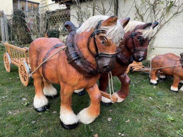 Pferde Deko Figuren mit 2-Achsigem Leiterwagen, 200 cm lang 2