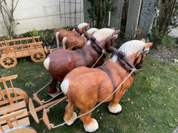 Pferde Deko Figuren mit 2-Achsigem Leiterwagen, 200 cm lang 7