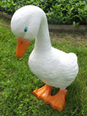 Gartendekofigur weisse Laufente, 40 cm hoch