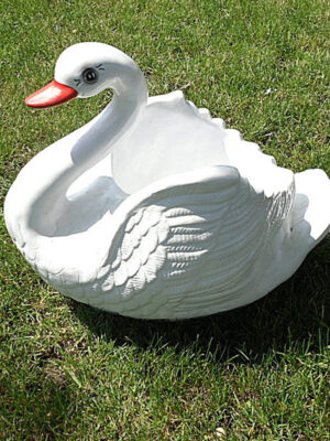 Schwanenfigur als Blumentopf, 45 cm lang