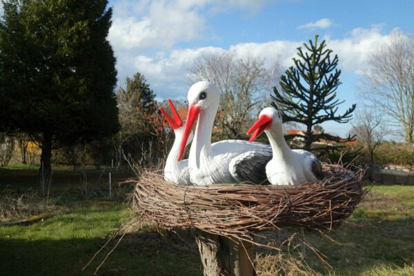 3er Storchenfamilie im Nest als Gartendeko, Ø 80 cm 11