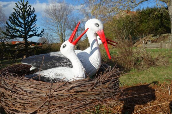 3er Storchenfamilie im Nest als Gartendeko, Ø 80 cm 7