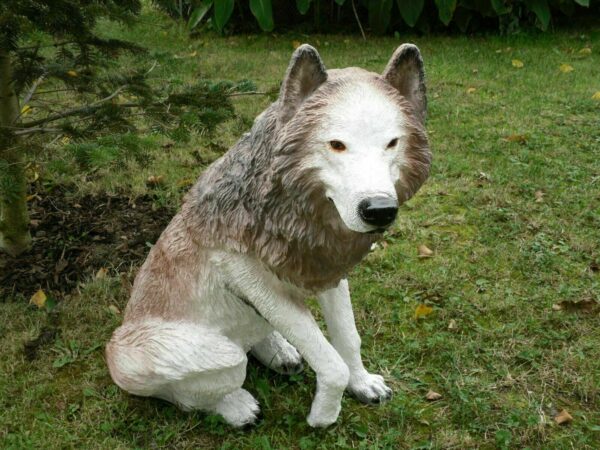 Gartendekofigur sitzender Wolf, 69 cm hoch 8