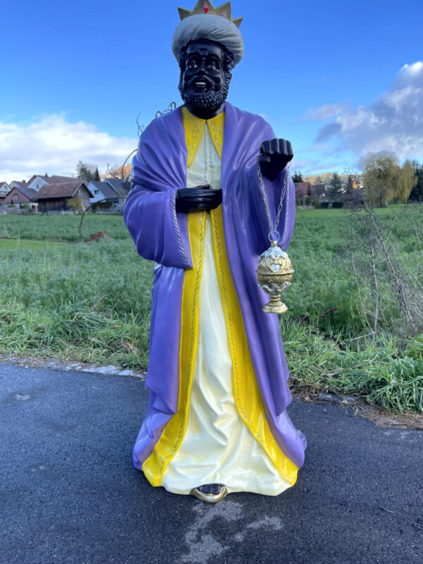 Heiliger König Krippenfigur Melchior mit Weihrauch, 125 cm hoch 11