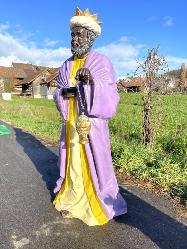 Heiliger König Krippenfigur Melchior mit Weihrauch, 125 cm hoch 3
