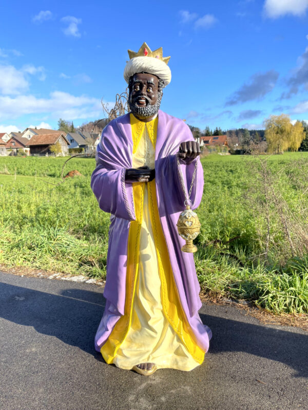 Heiliger König Krippenfigur Melchior mit Weihrauch, 125 cm hoch