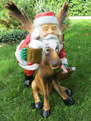 Garten Weihnachtsmann mit Rudolf Rentier, 60 cm hoch