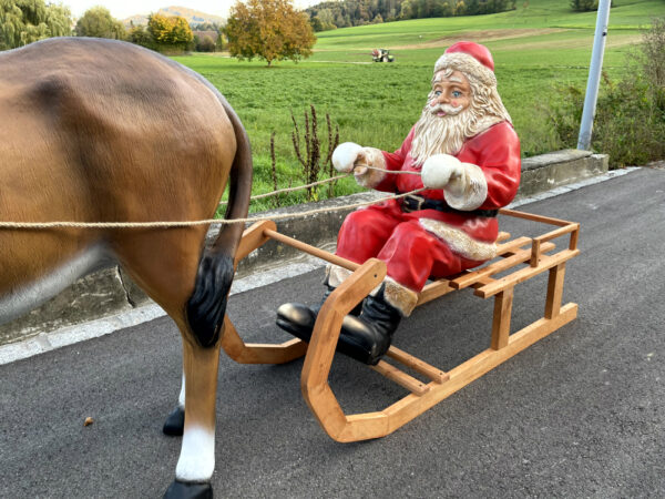 Esel lebensgross und Samichlaus auf Schlitten, 290 cm lang 11