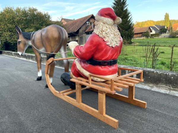 Esel lebensgross und Samichlaus auf Schlitten, 290 cm lang 7