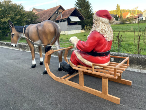 Esel lebensgross und Samichlaus auf Schlitten, 290 cm lang 6
