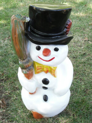 Deko Schneemann für draussen mit Besen und Zylinder, 40 cm hoch