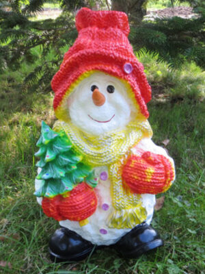 Schneemann Deko für draussen mit Mütze und Tanne, 45 cm hoch