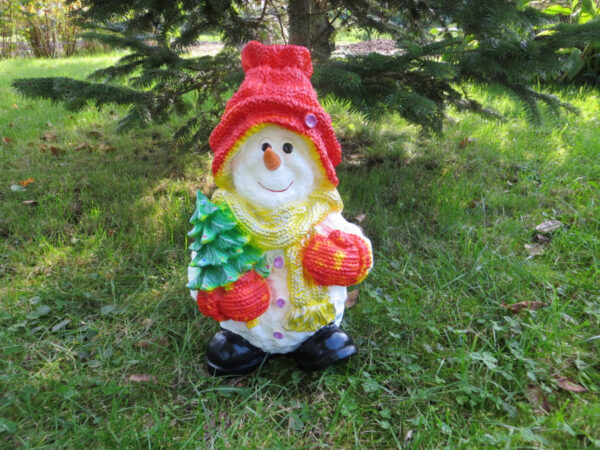 Schneemann Deko für draussen mit Mütze und Tanne, 45 cm hoch 2