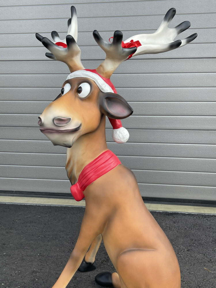 Grosse Rudolf Rentier Weihnachtsdeko, sitzend, 140 cm hoch 3